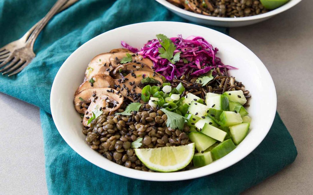 Marinated Mushroom Bowls with Lentils and Wild Rice